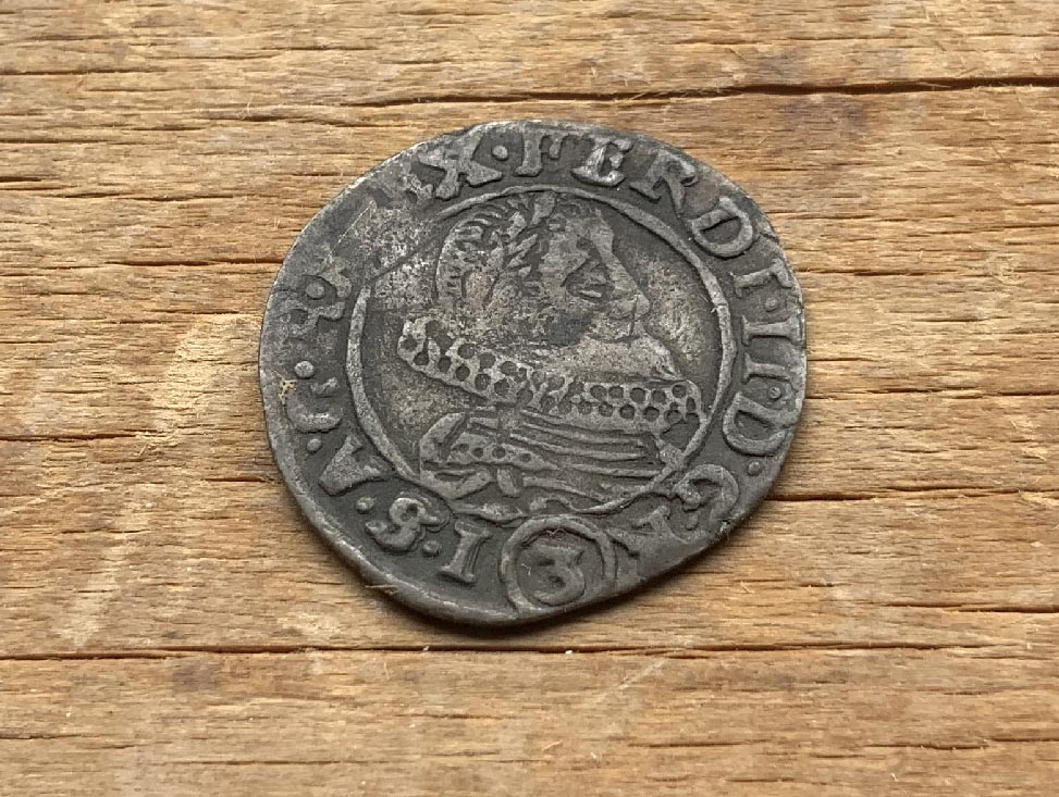 1636 Austria silver 3 Kreuzor coin C3740
